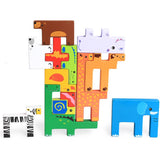 Educational Wooden Cartoon Animal Board 3D Building Block Child Baby Toys