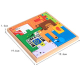 Educational Wooden Cartoon Animal Board 3D Building Block Child Baby Toys