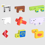 Educational Wooden Cartoon Animal Board 3D Building Block Child Baby Toys