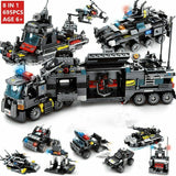 Kids City Police Truck Building Blocks Sets Ship Vehicle Bricks Play Mobile Toys